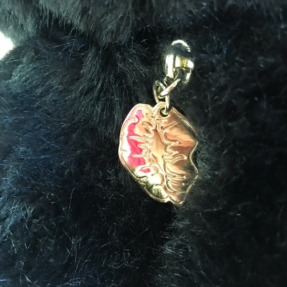 Rare! Betsey Johnson Bear Cat Black Plush Backpack Bag Star Eye Unicorn Luv Kiss - Picture 7 of 8